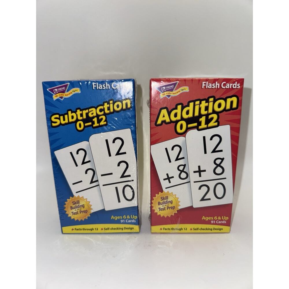 Flash Cards Addition & Subtraction 0-12 Lot of 2 New Sealed Trend Enterprises